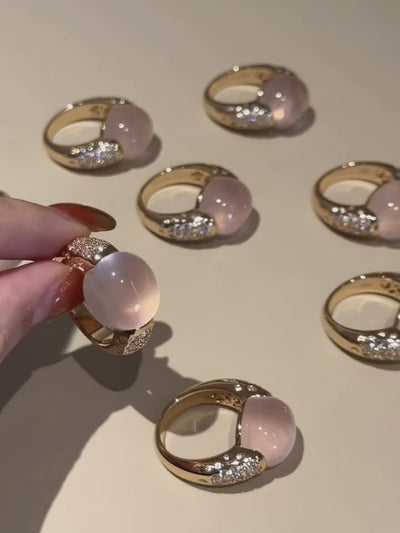 Blush Dome Crystal Ring by MONICONIC