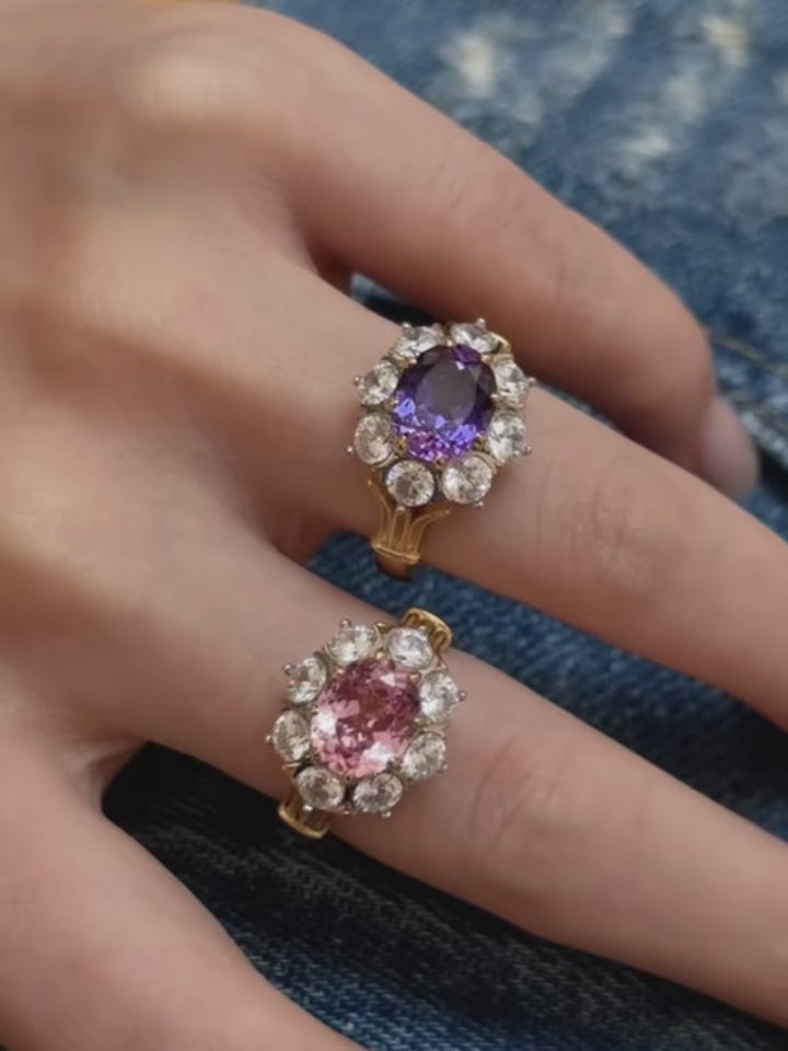 Oval Halo Sapphire Ring by MONICONIC
