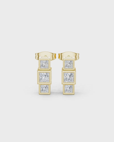Stacked Cube Diamond Drop Earrings by MONICONIC