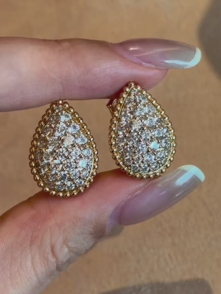 Pavé Teardrop Stud Earrings by MONICONIC