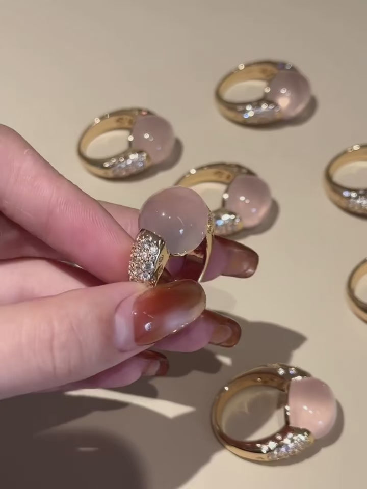 Blush Dome Crystal Ring by MONICONIC