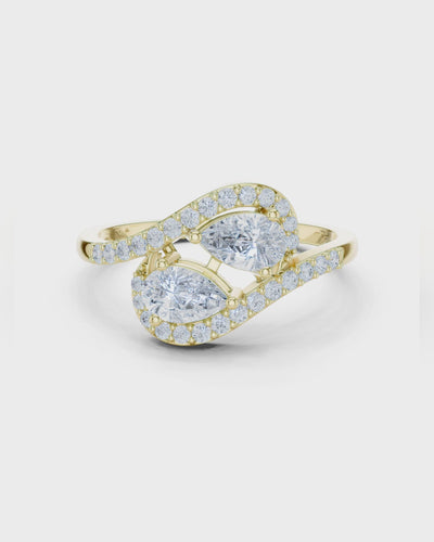 Twin Pear Bypass Ring by MONICONIC