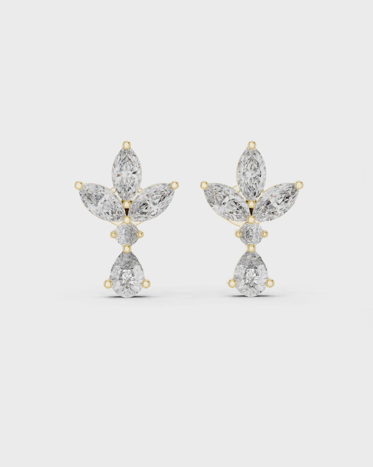 Marquise Rosette Diamond Drop Earrings by MONICONIC
