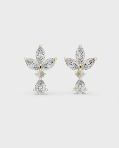 Marquise Rosette Diamond Drop Earrings by MONICONIC