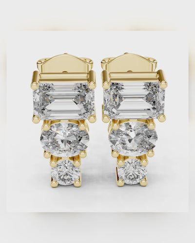 Mixed-Cut Trio Diamond Drop Earrings by MONICONIC