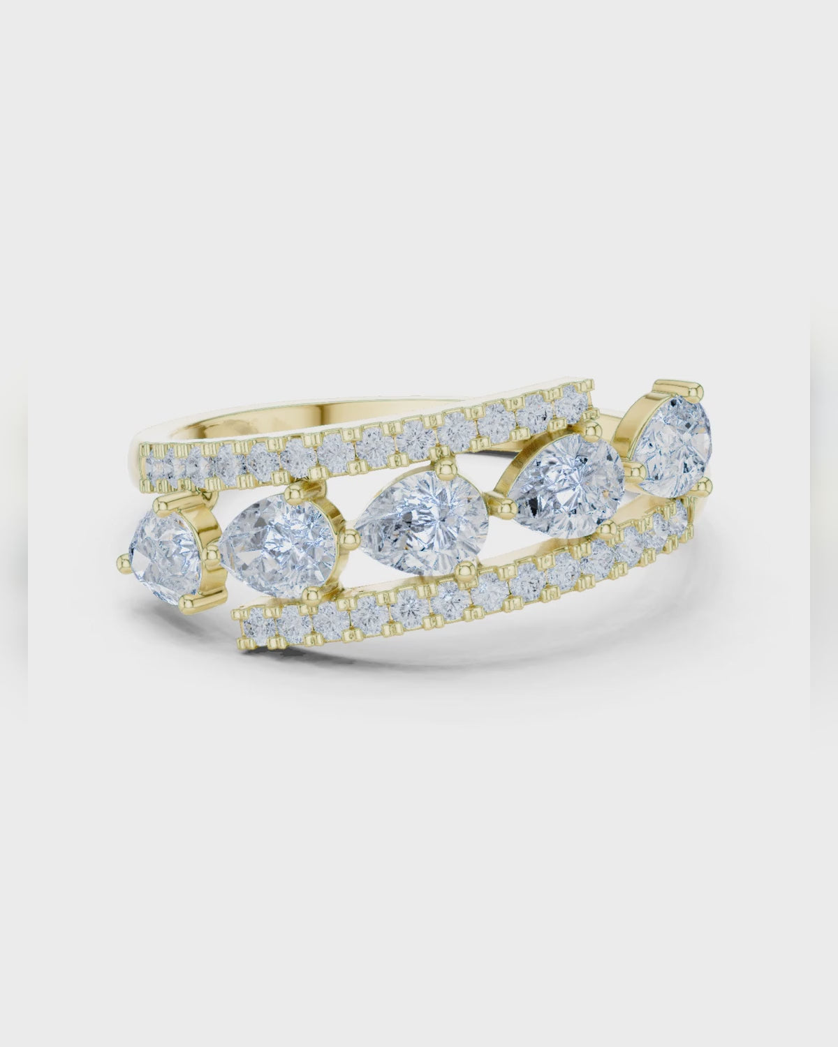 Five Pear Pavé Ring by MONICONIC