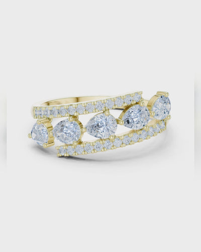 Five Pear Pavé Ring by MONICONIC